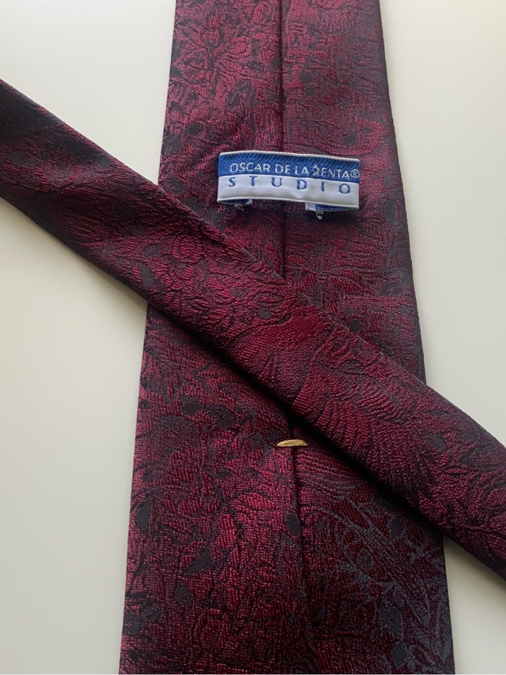 Oscar de la Renta Studio Burgundy Floral Paisley Vintage Necktie